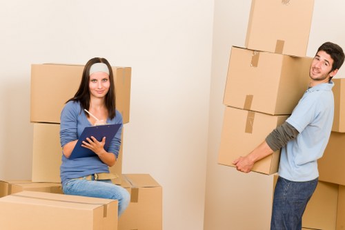 Local moving team handling boxes and household items